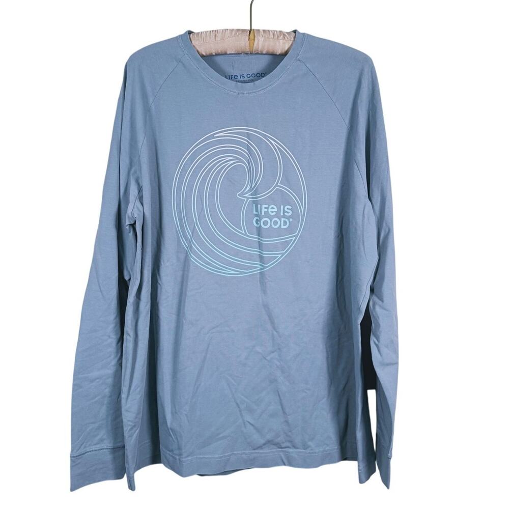Life is Good Mens Graphic T Shirt Long Sleeve Size XL Blue Casual Comfort Basic